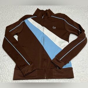 FOX Jacket Womens XS Brown Track Jacket Pockets Racing Moto Y2K VTG